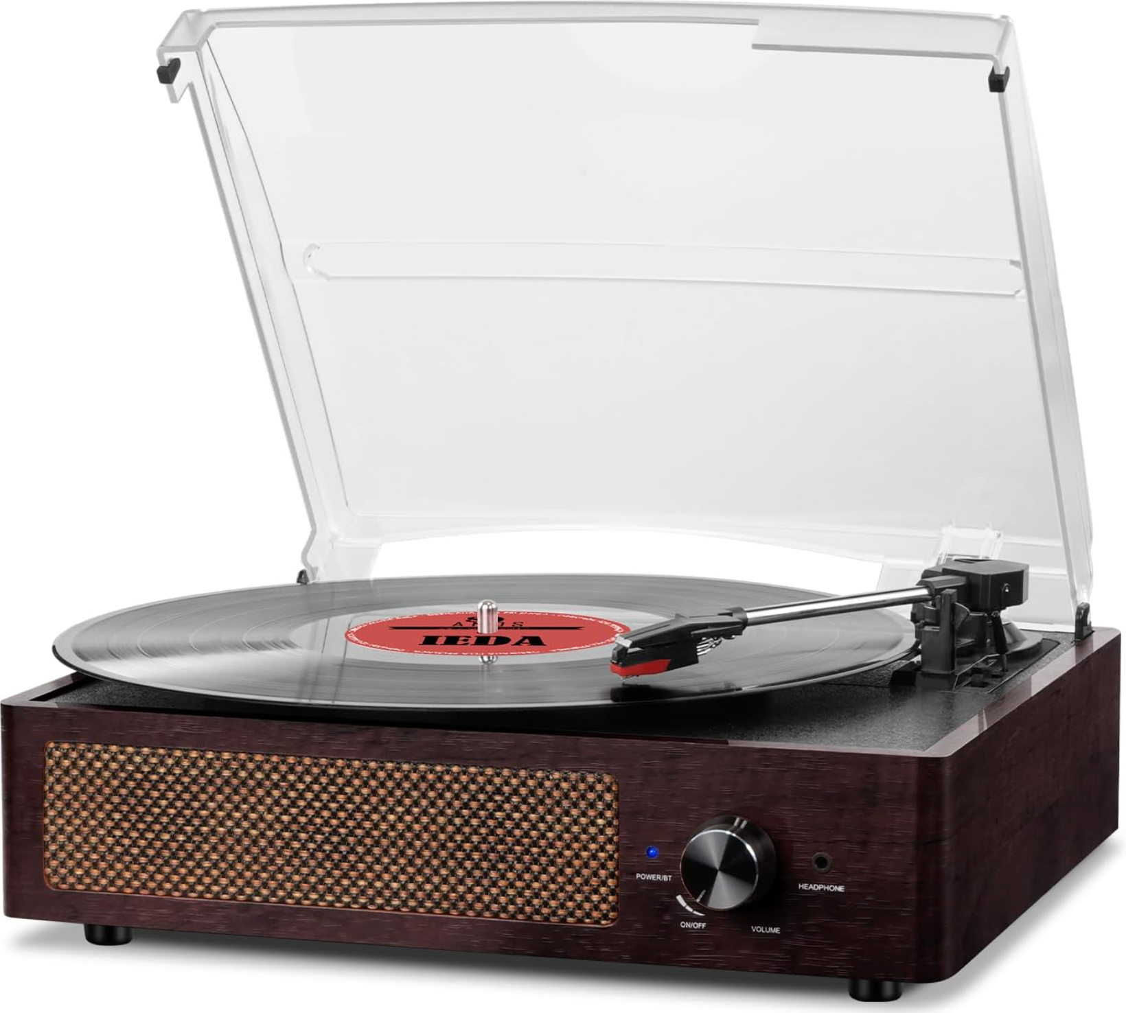 Vinyl Record Players Vintage Turntable for Vinyl Records with Speakers Belt-Driven Turntables Support 3-Speed, Bluetooth Wireless Playback, Headphone, AUX-in, RCA Line LP Vinyl Players